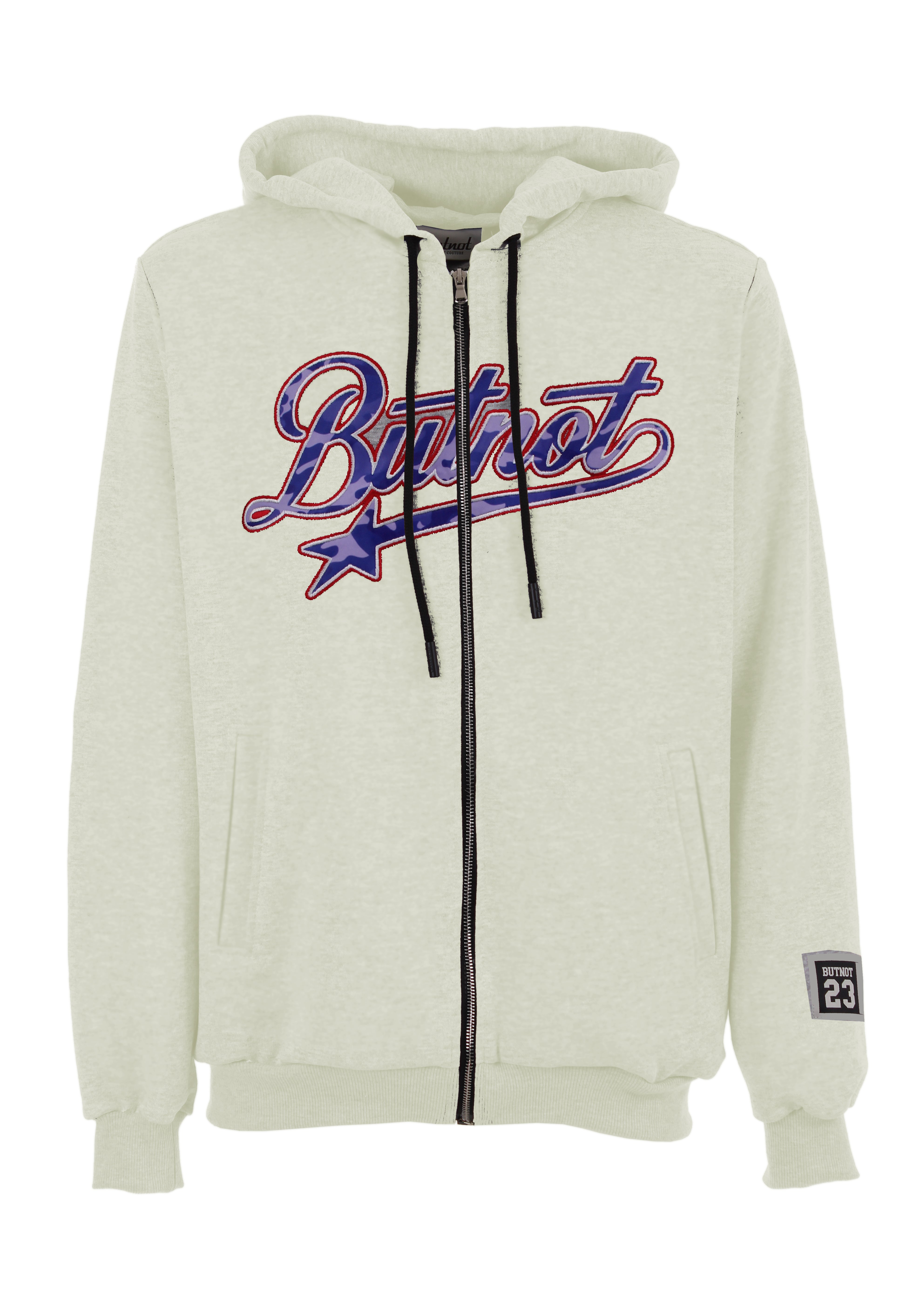 FELPA CON ZIP E RICAMO MIMETICO