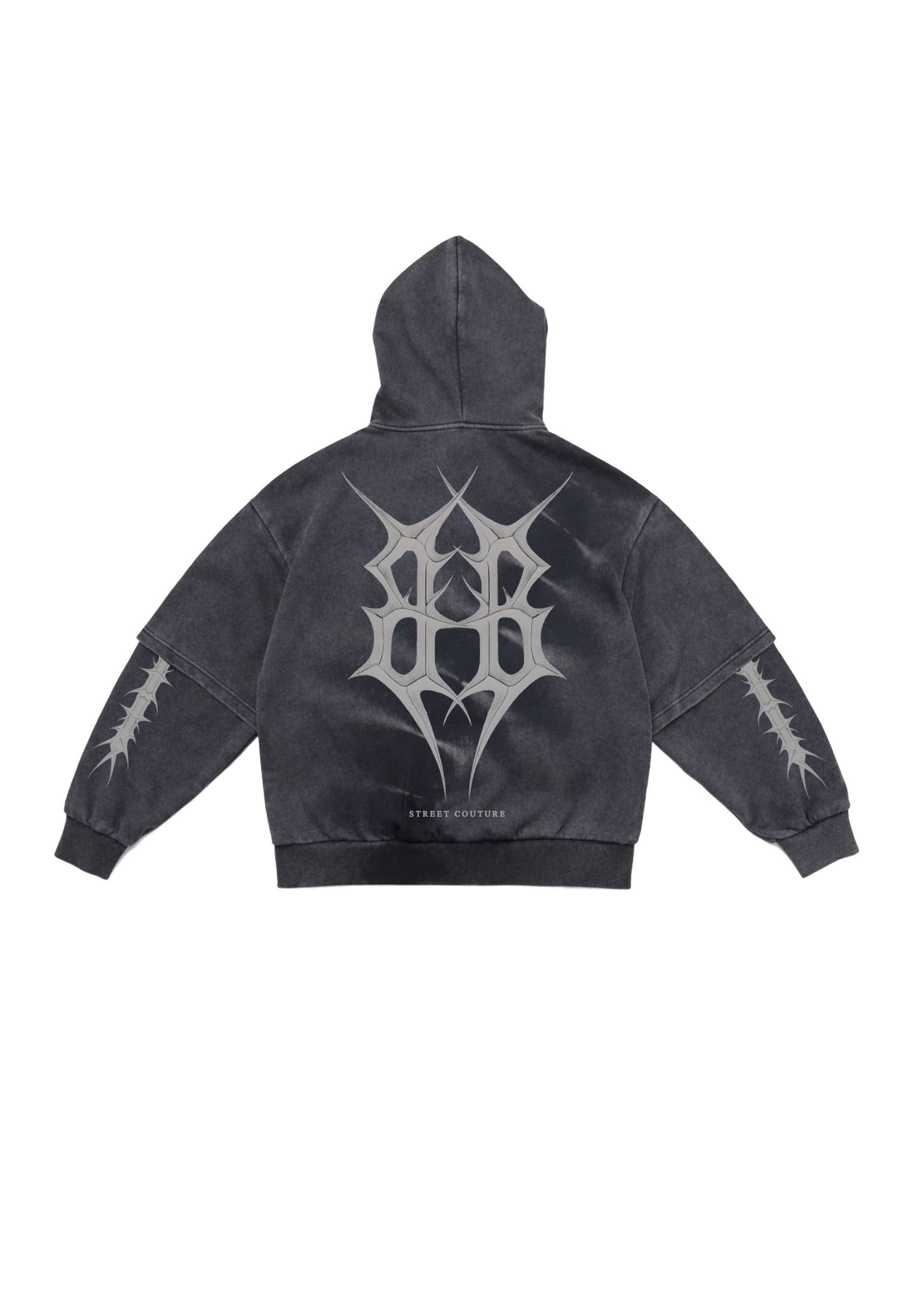 HOODIE ZIP BUTNOT WASHED CHROME
