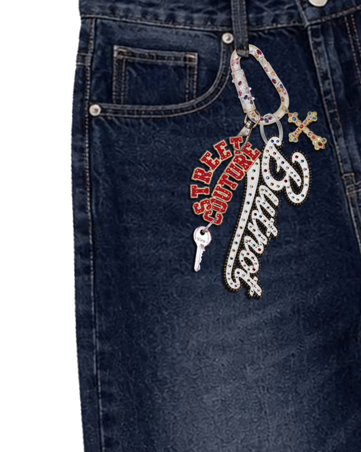 JEANS DENIM BUTNOT RHINESTONE