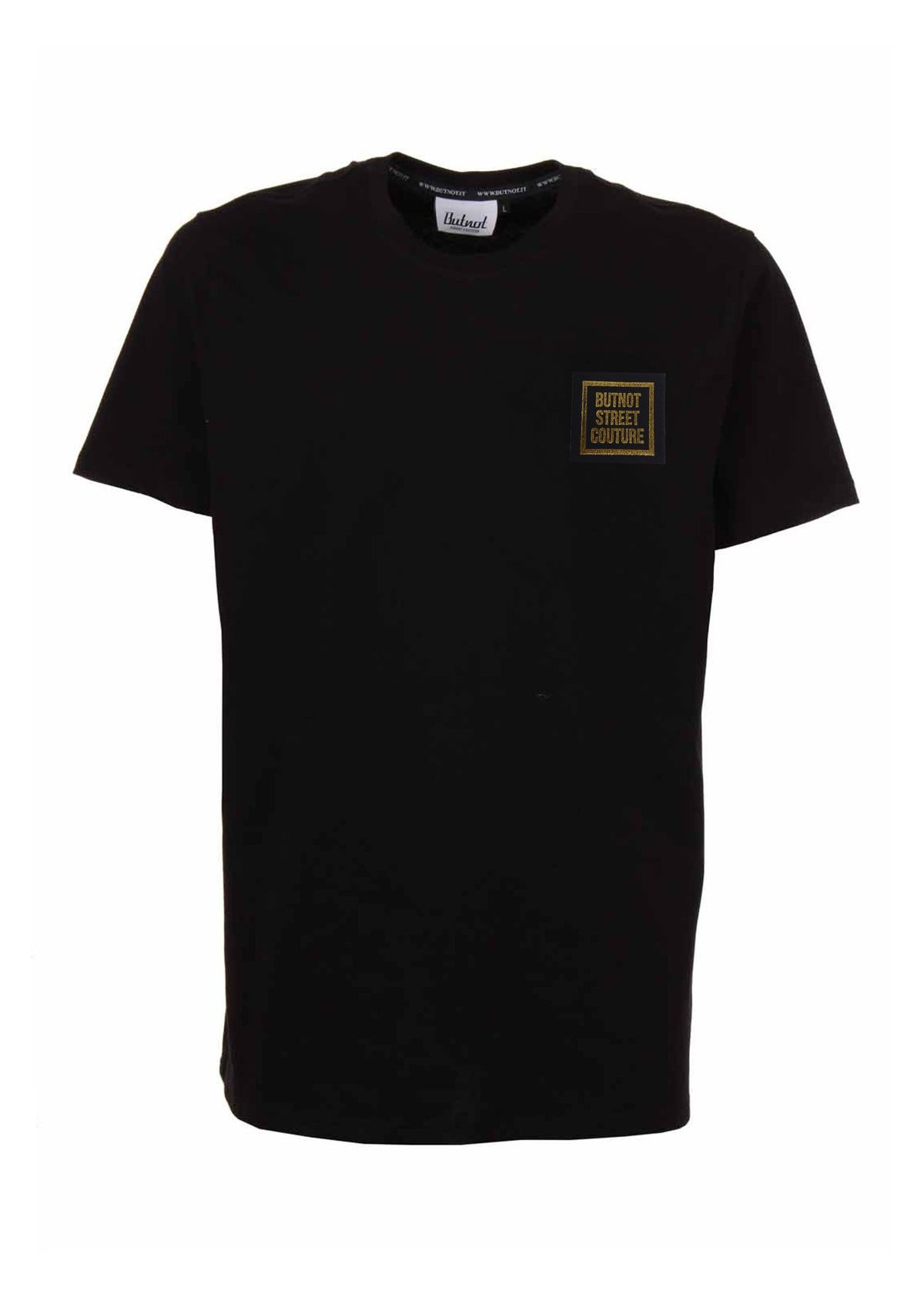 T-SHIRT CON PATCH ORO QUADRATO