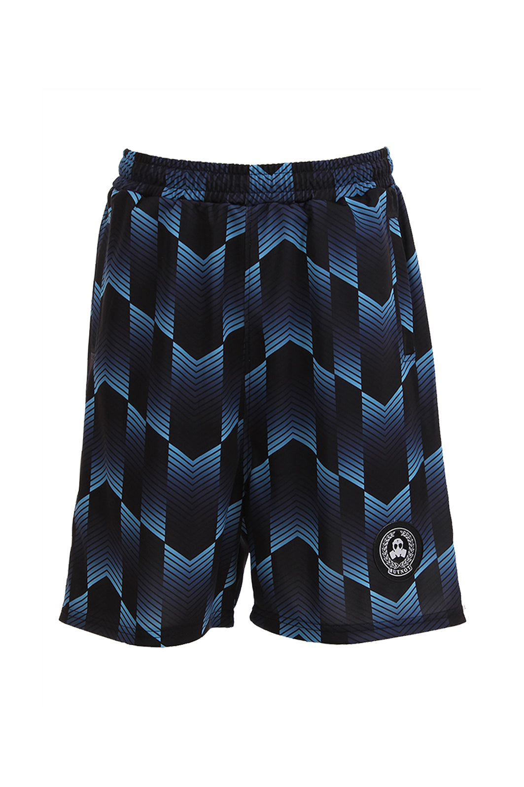SHORT EN ACÉTATE IMPRIMÉ AVEC PATCH LOGO
