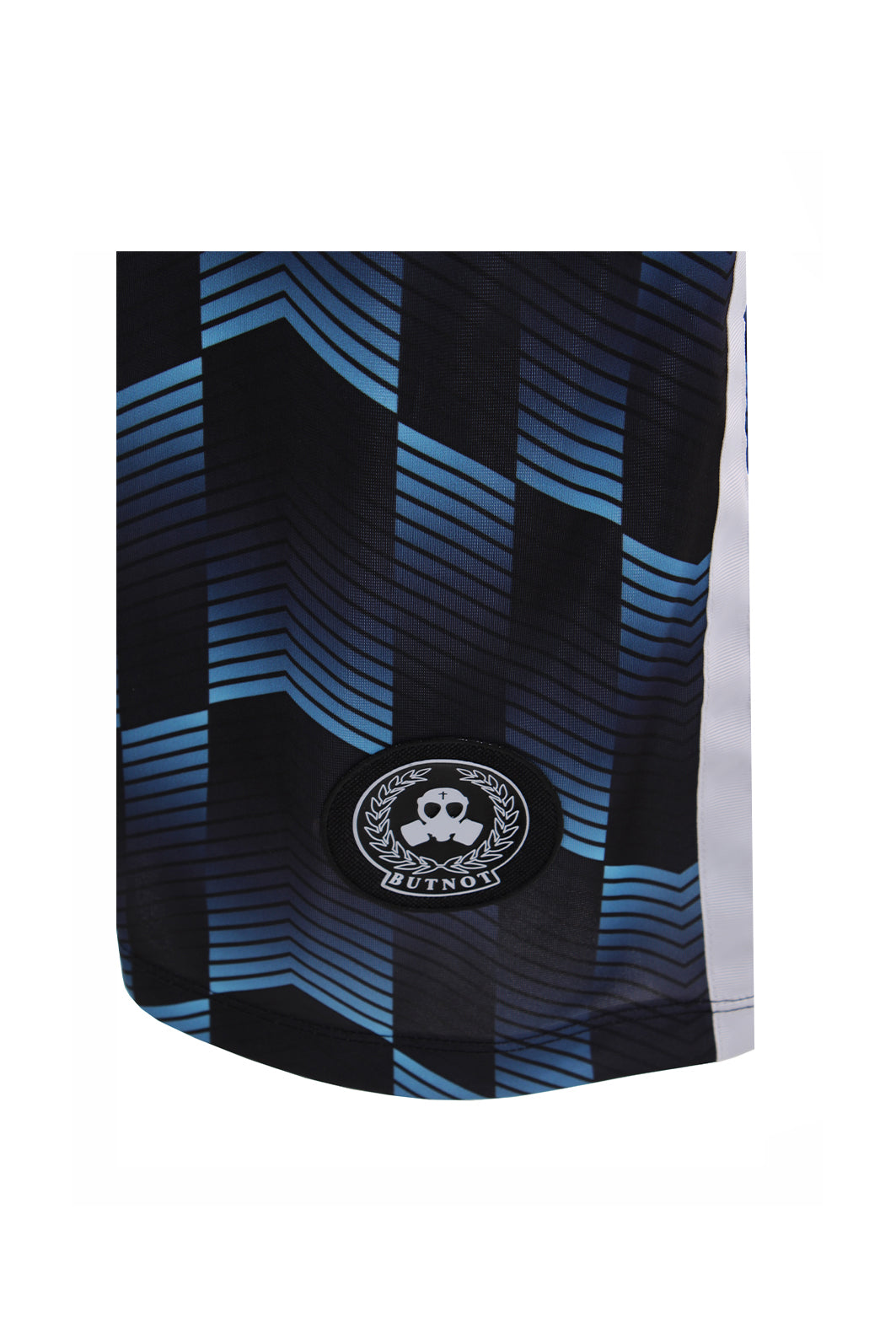 SHORT EN ACÉTATE IMPRIMÉ AVEC PATCH LOGO