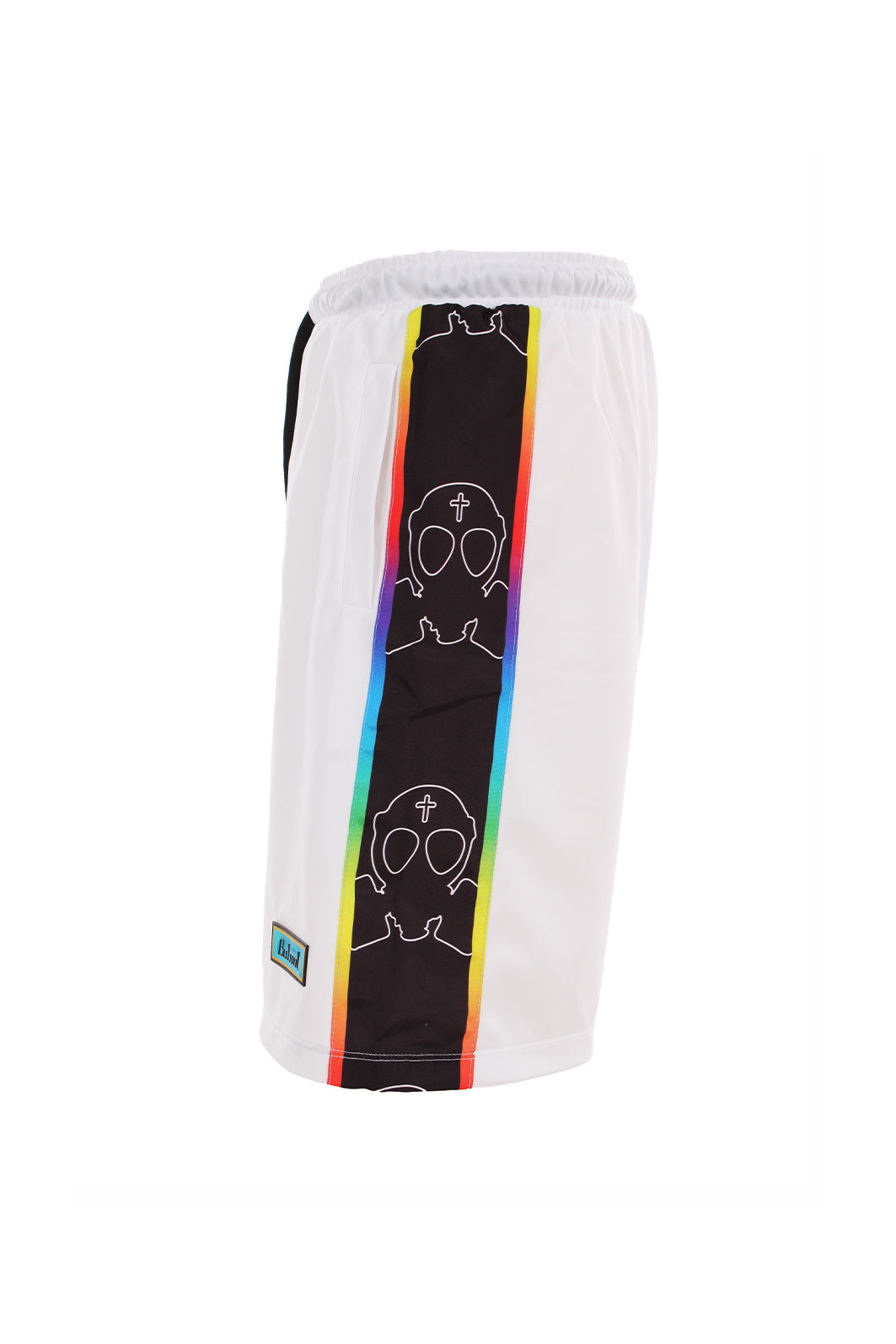SHORTS TRIACETATO CON BANDA MULTICOLORE