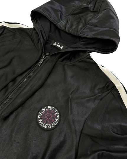 GIACCA ZIP CON CAPPUCCIO ACETATA