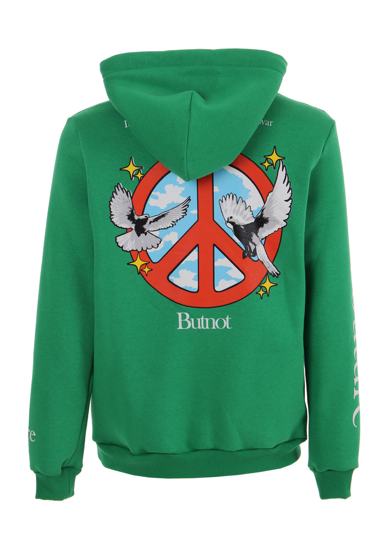 FELPA CON CAPPUCCIO E STAMPA PEACE