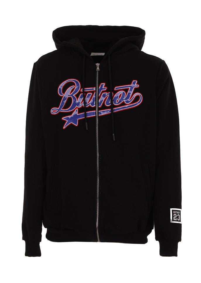 FELPA CON ZIP E RICAMO MIMETICO