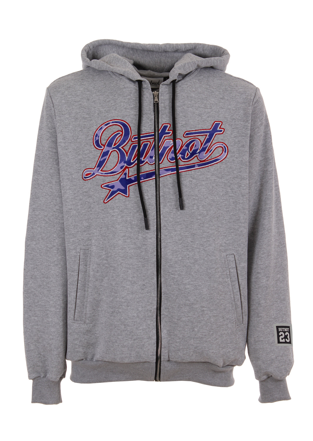 FELPA CON ZIP E RICAMO MIMETICO