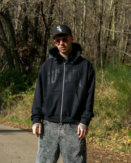 HOODIE BLACK FUR BUTNOT