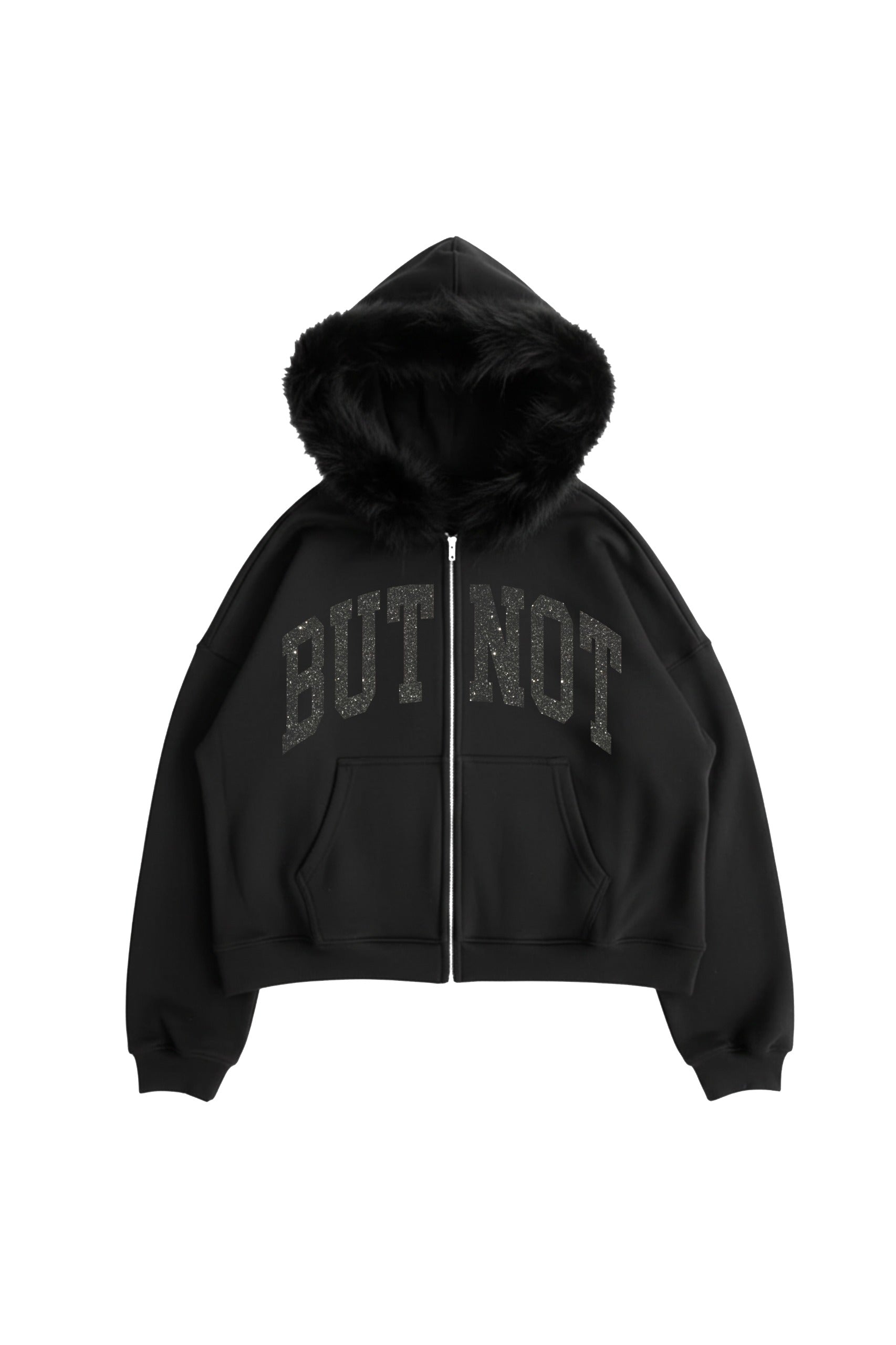 HOODIE BLACK FUR BUTNOT