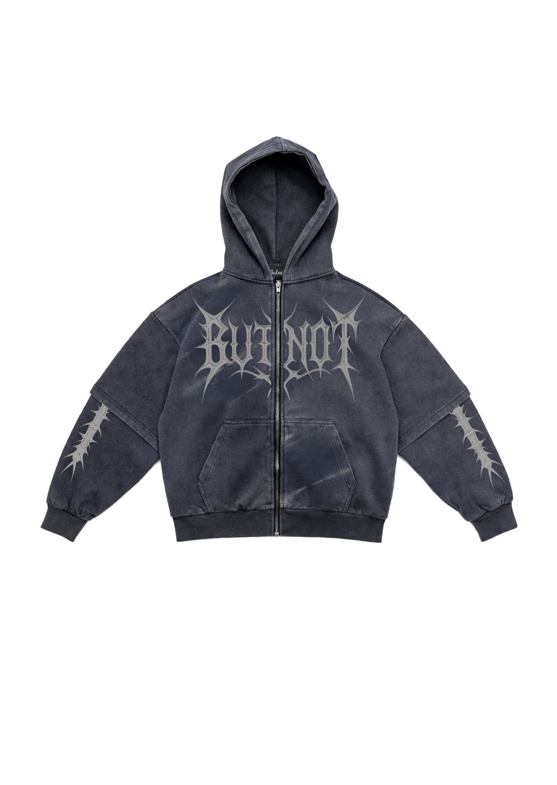 HOODIE ZIP BUTNOT WASHED CHROME
