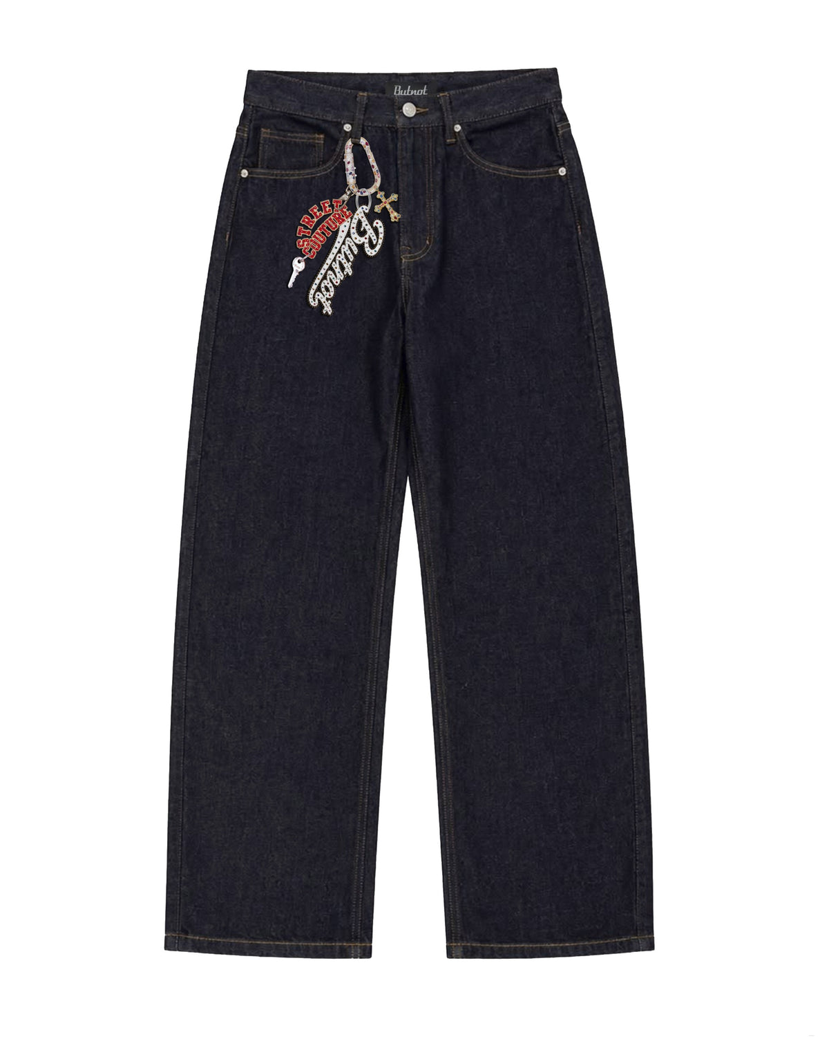JEANS DENIM BUTNOT RHINESTONE