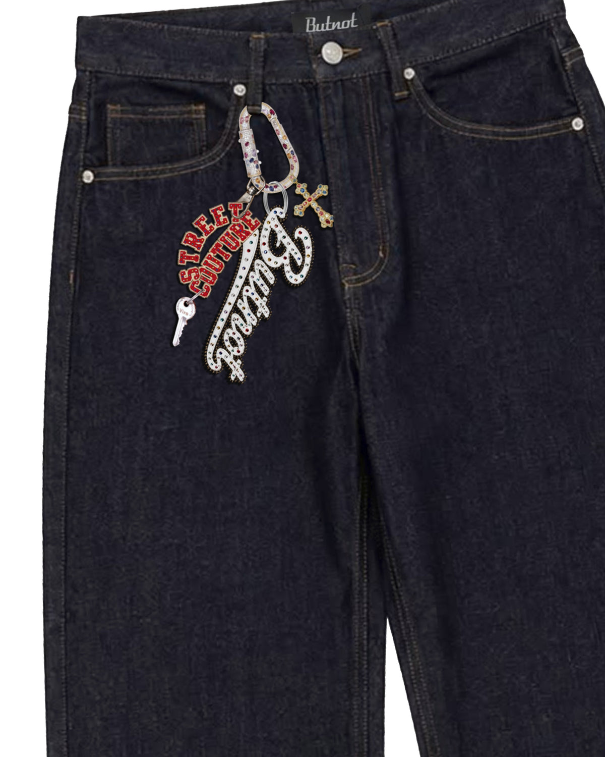 JEANS DENIM BUTNOT RHINESTONE
